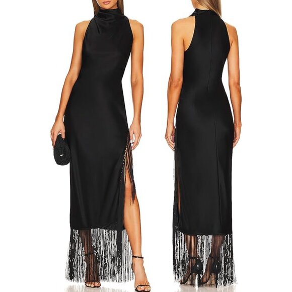 NWT Aigeman Women Maxi Flapper Dress Black Size 12-14 - Picture 1 of 7